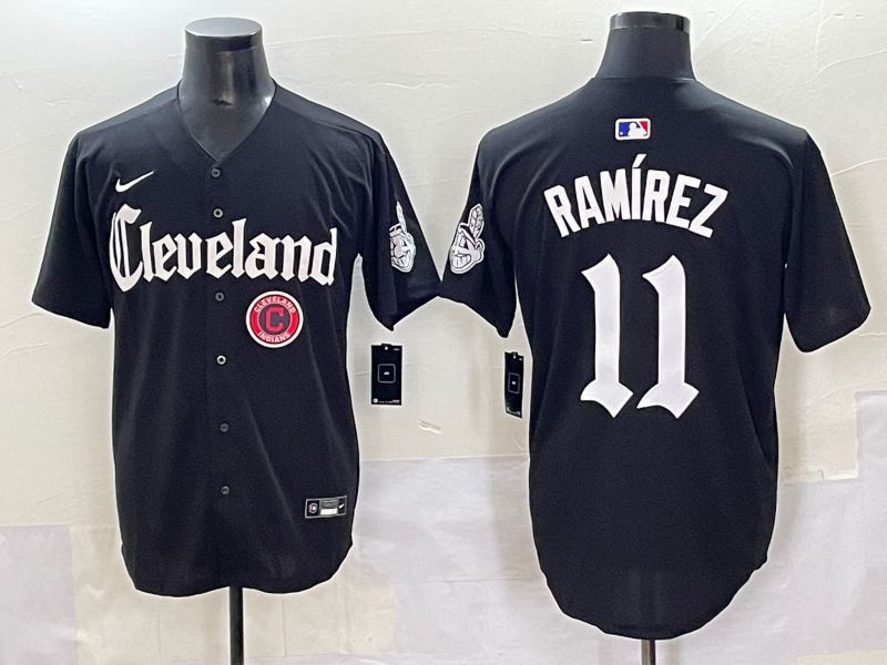 Men 2025 Cleveland Indians #11 Ramirez Black Five generations Joint Name Nike MLB Jersey style 12